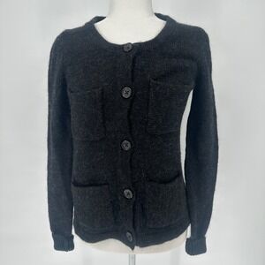 Gap Women Charcoal Gray Alpaca Wool Blend Button Front Cardigan Sweater Small